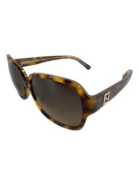 FENDI Women Sunglasses Rectangular Oval Black/Brown Side Logo
